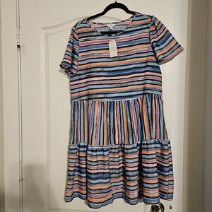 TIMEnTRU STRIPED DRESS...sweet and cute. BRAND New With Tags. SIZE L